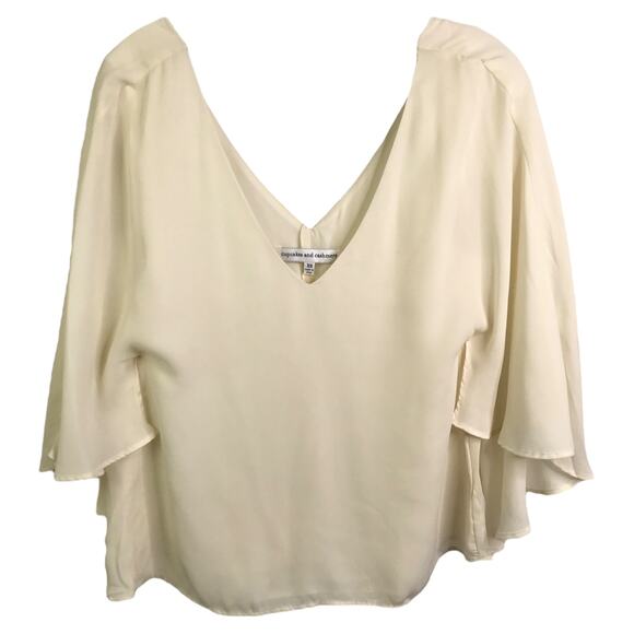 Cupcakes & Cashmere Women's Blouse Cape Sleeves Double V-Neck Cream Top Sz XS - Picture 1 of 10